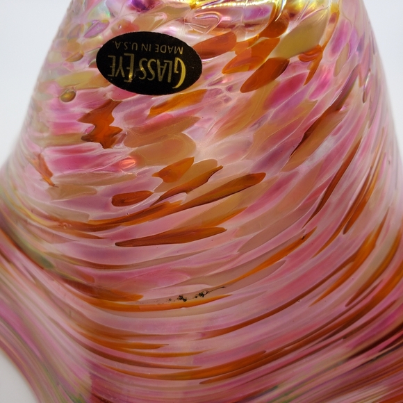 Beautiful PNW Seattle Glass-Eye Studio Art Glass Wave Bowl "Flamingo". EUC. - Picture 9 of 10